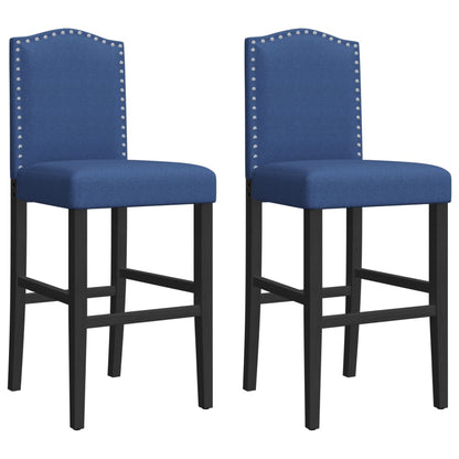 Bar Chairs 2 pcs in Solid Hevea Wood and Fabric