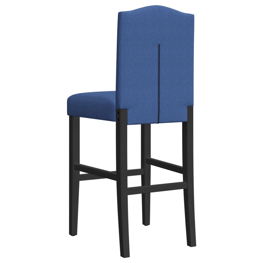 Bar Chairs 2 pcs in Solid Hevea Wood and Fabric