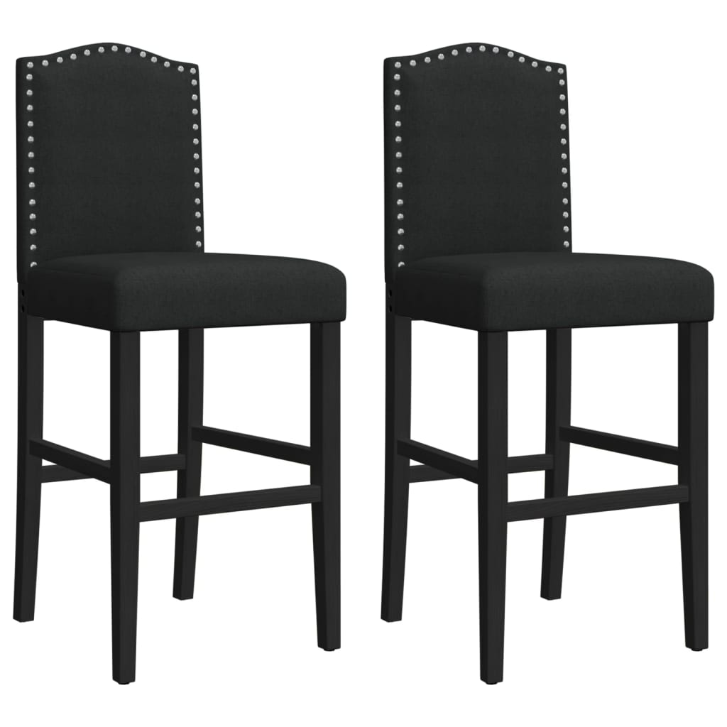 Bar Chairs 2 pcs in Solid Hevea Wood and Fabric