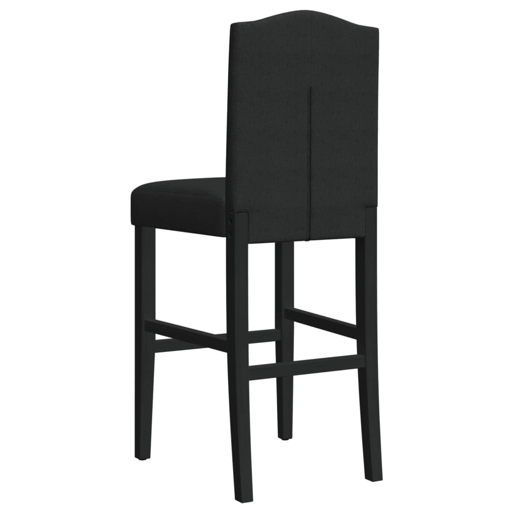 Bar Chairs 2 pcs in Solid Hevea Wood and Fabric