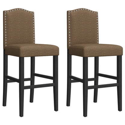 Bar Chairs 2 pcs in Solid Hevea Wood and Fabric