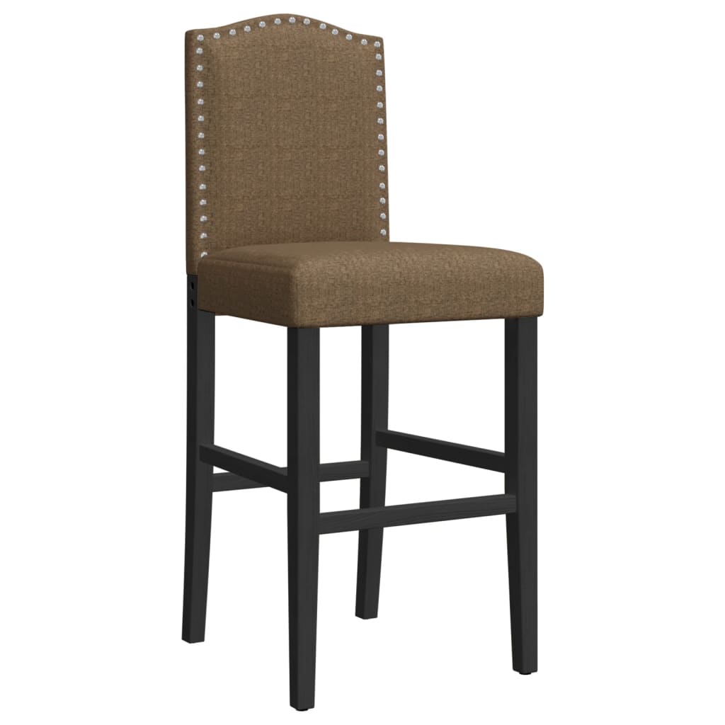 Bar Chairs 2 pcs in Solid Hevea Wood and Fabric