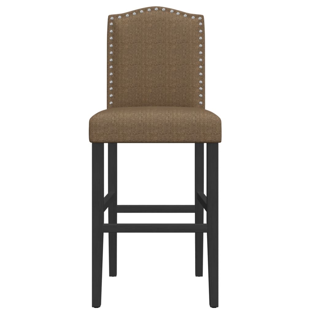 Bar Chairs 2 pcs in Solid Hevea Wood and Fabric