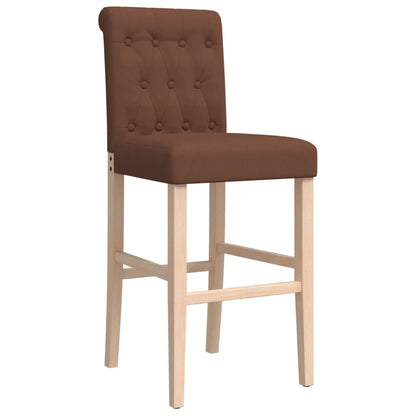 Bar Chairs 2 pcs in Solid Hevea Wood and Fabric