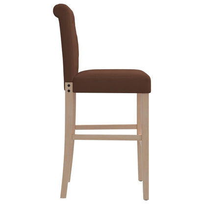 Bar Chairs 2 pcs in Solid Hevea Wood and Fabric