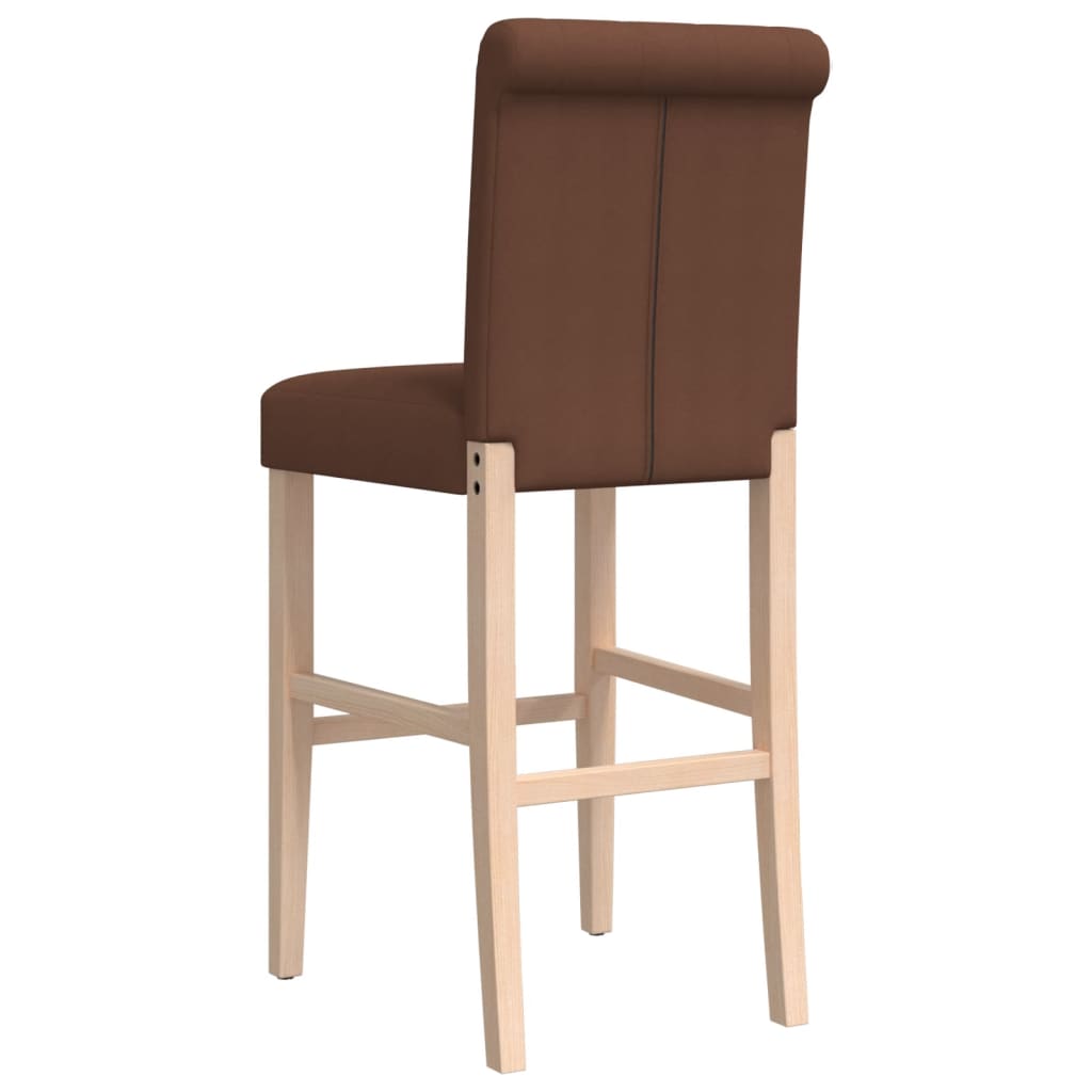 Bar Chairs 2 pcs in Solid Hevea Wood and Fabric