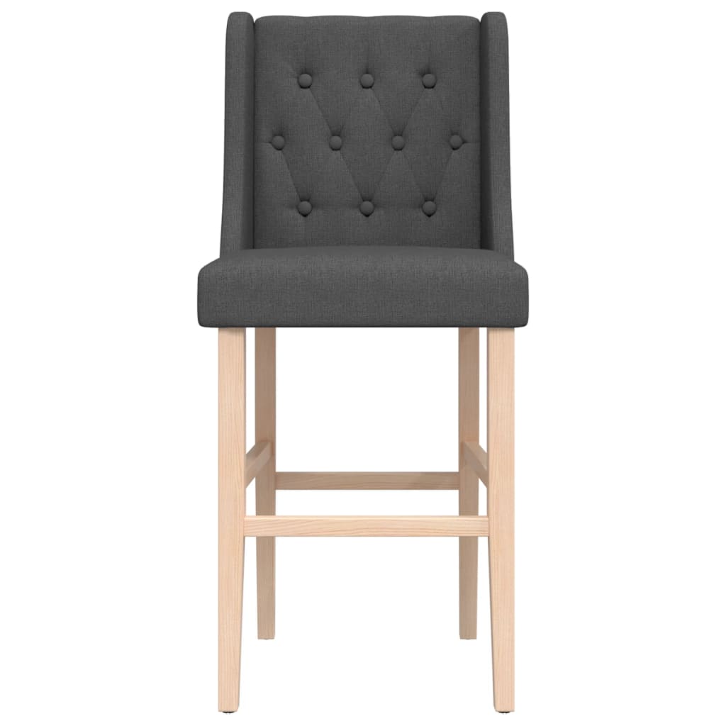 Bar Chairs 2 pcs in Solid Hevea Wood and Fabric