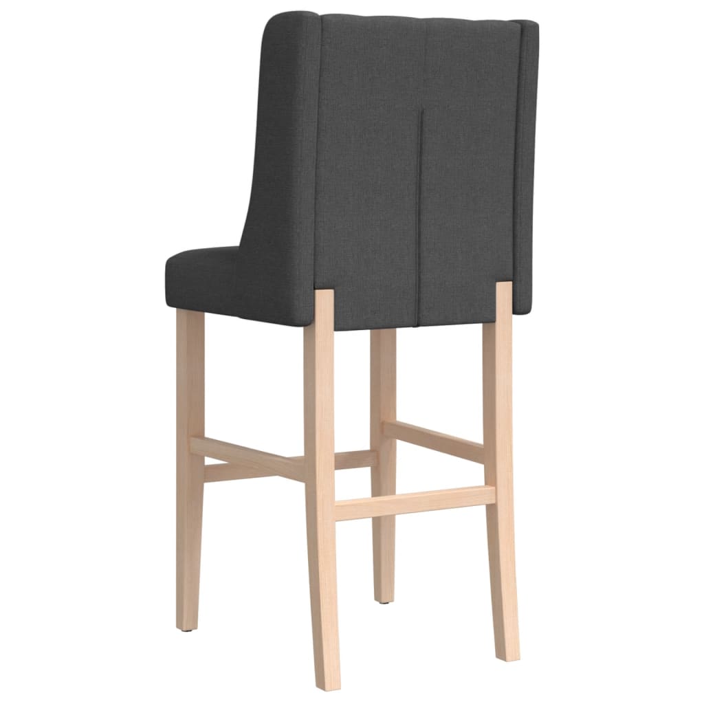 Bar Chairs 2 pcs in Solid Hevea Wood and Fabric