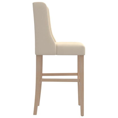 Bar Chairs 2 pcs in Solid Hevea Wood and Fabric