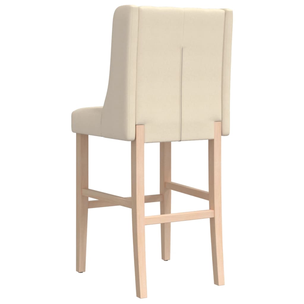 Bar Chairs 2 pcs in Solid Hevea Wood and Fabric