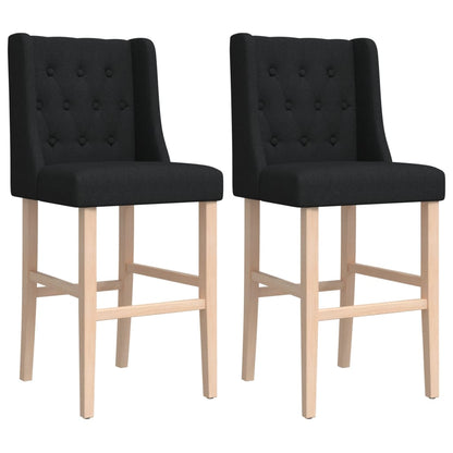 Bar Chairs 2 pcs in Solid Hevea Wood and Fabric