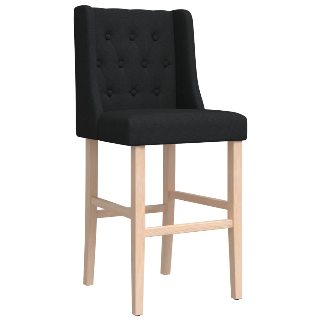 Bar Chairs 2 pcs in Solid Hevea Wood and Fabric