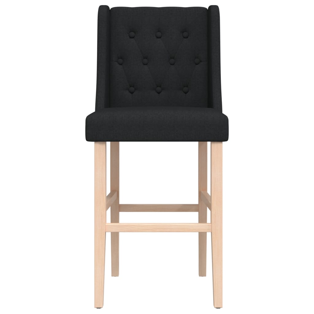 Bar Chairs 2 pcs in Solid Hevea Wood and Fabric