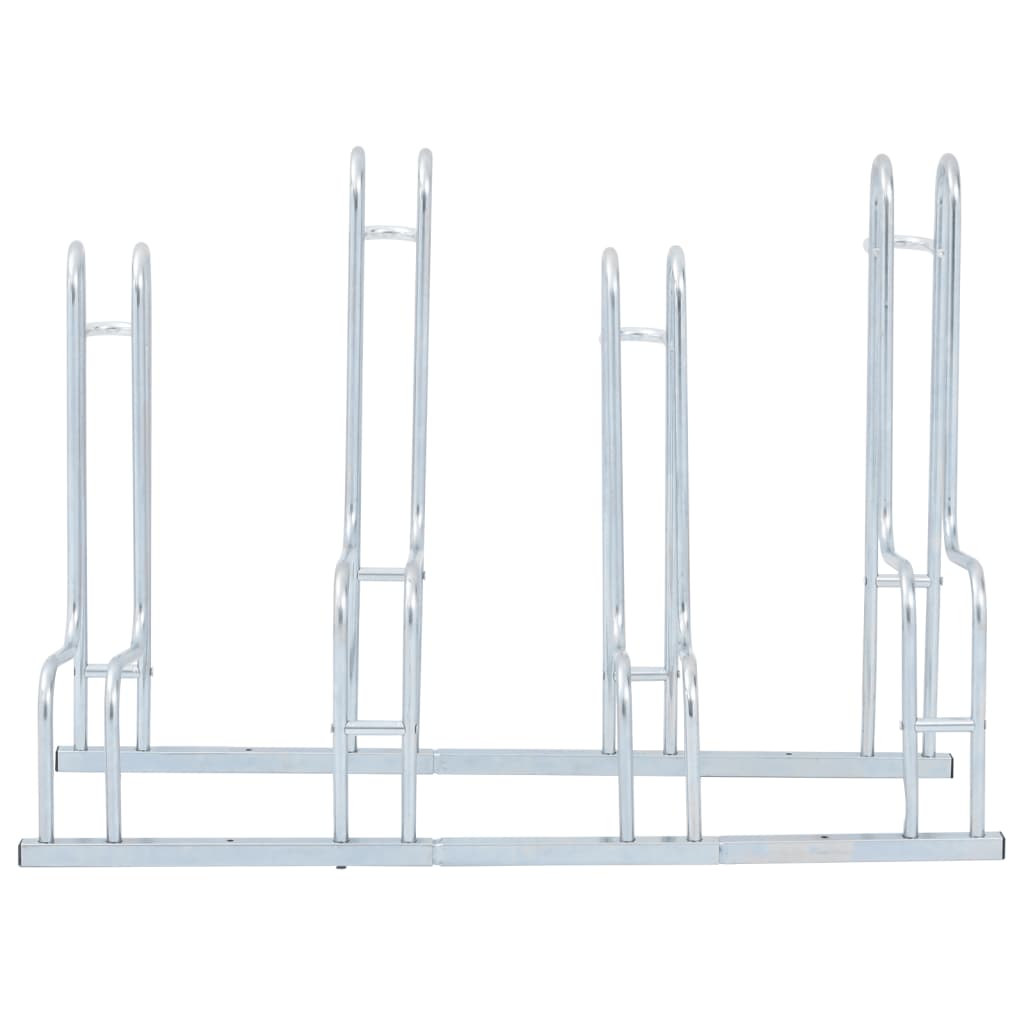 Supporto per 4 Bici da Pavimento Autoportante Acciaio Zincato