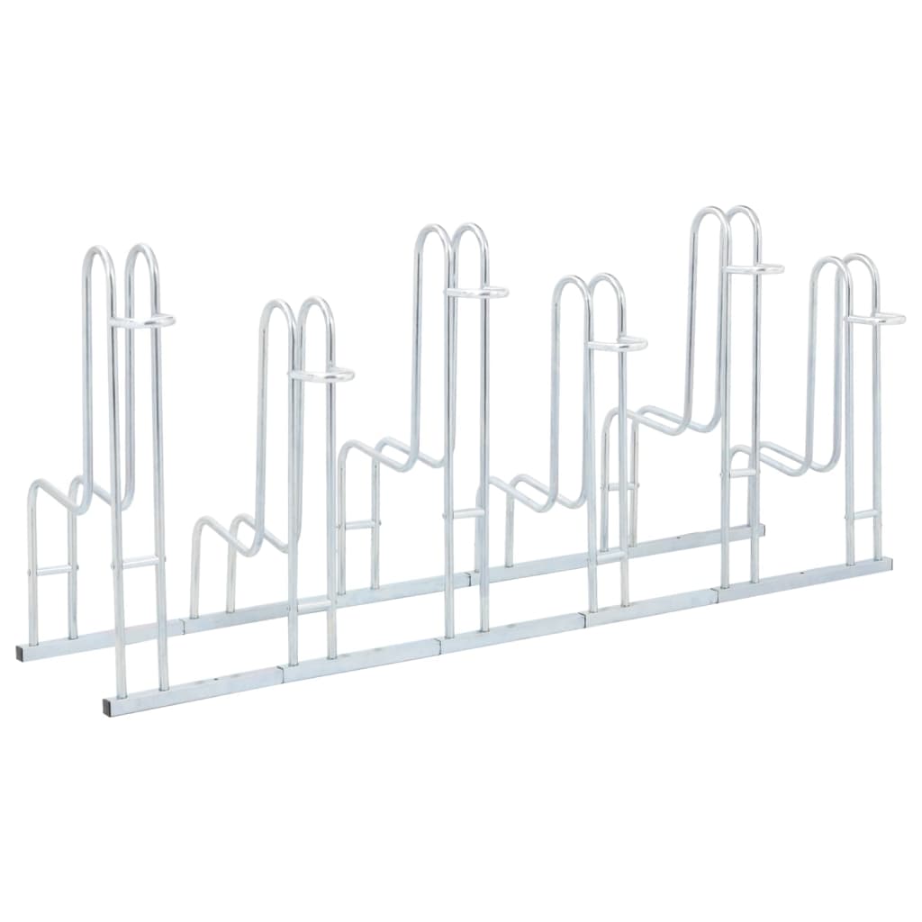 Supporto per 6 Bici da Pavimento Autoportante Acciaio Zincato