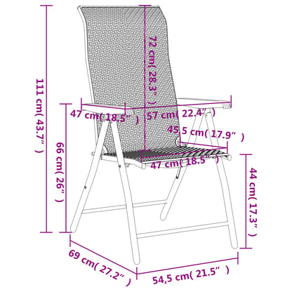 Sedie Pieghevoli da Giardino 2 pz Marroni in Polyrattan