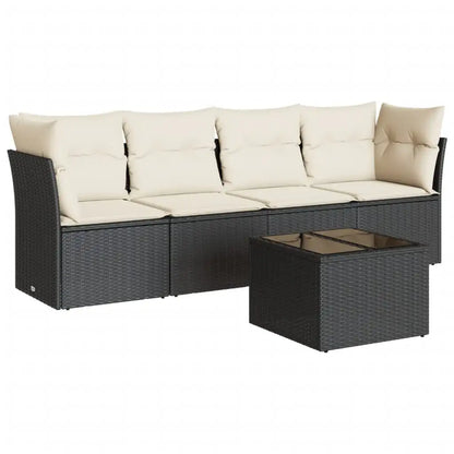 Set Divani da Giardino 5 pz con Cuscini in Polyrattan Nero - homemem39