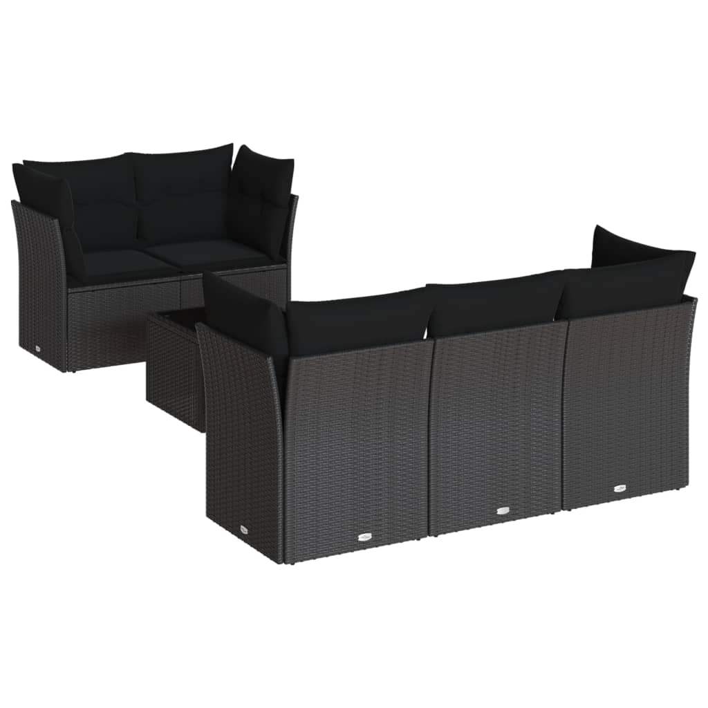 Set Divano da Giardino 6 pz con Cuscini Nero in Polyrattan - homemem39