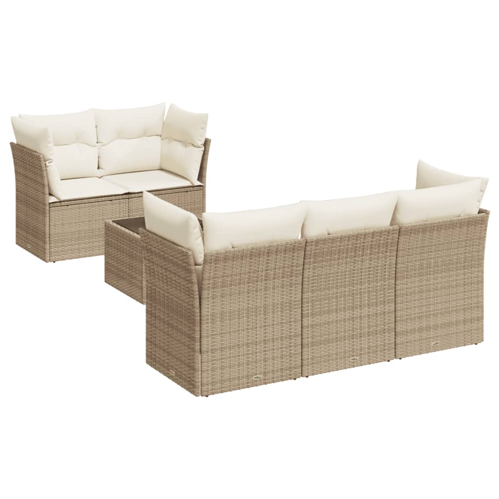 Set Divano da Giardino 6 pz con Cuscini Beige in Polyrattan | homemem39