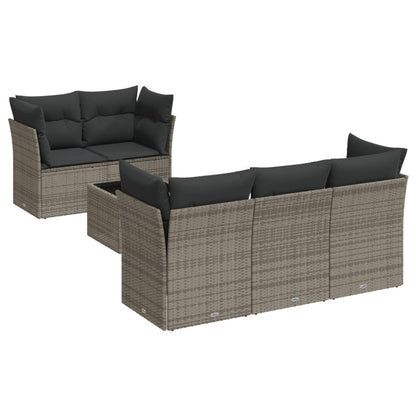Set Divano da Giardino 6 pz con Cuscini Grigio in Polyrattan