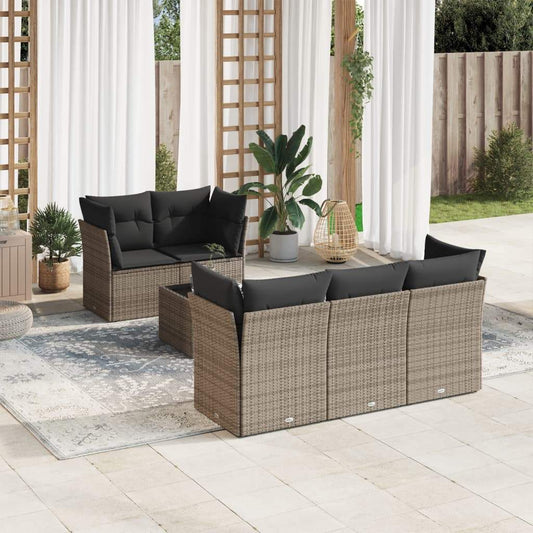 Set Divano da Giardino 6 pz con Cuscini Grigio in Polyrattan - homemem39