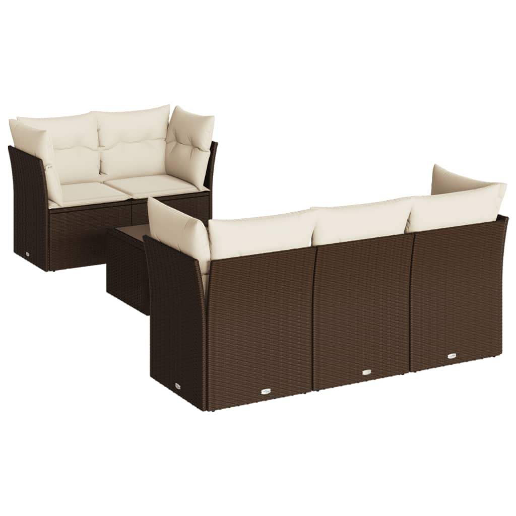 Set Divano da Giardino 6 pz con Cuscini Marrone in Polyrattan - homemem39
