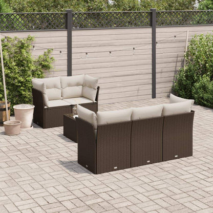 Set Divano da Giardino 6 pz con Cuscini Marrone in Polyrattan - homemem39