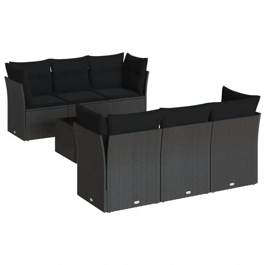 Set Divani da Giardino con Cuscini 7pz Nero Polyrattan - homemem39