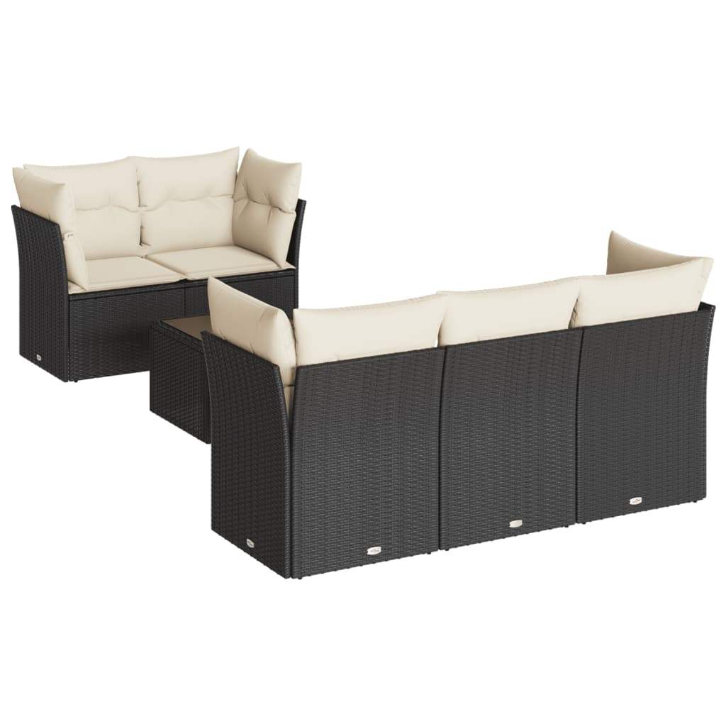 Set Divani da Giardino con Cuscini 7pz Nero Polyrattan - homemem39