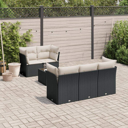 Set Divani da Giardino con Cuscini 7pz Nero Polyrattan - homemem39
