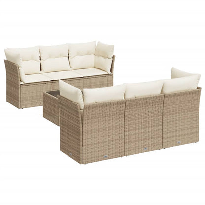 Set Divani da Giardino 7 pz con Cuscini Beige in Polyrattan | homemem39