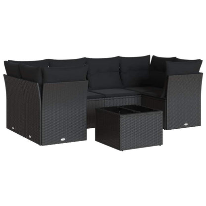 Set Divani da Giardino con Cuscini 7pz Nero Polyrattan - homemem39