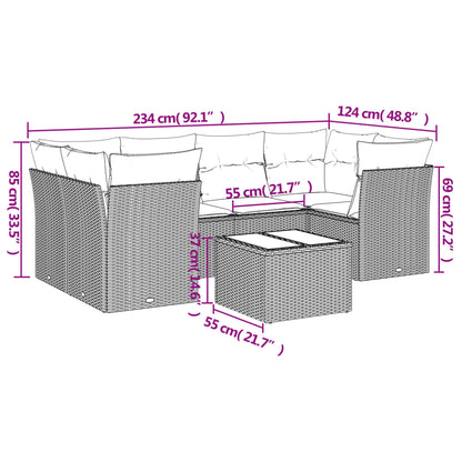 Set Divani da Giardino 7 pz con Cuscini Beige in Polyrattan | homemem39