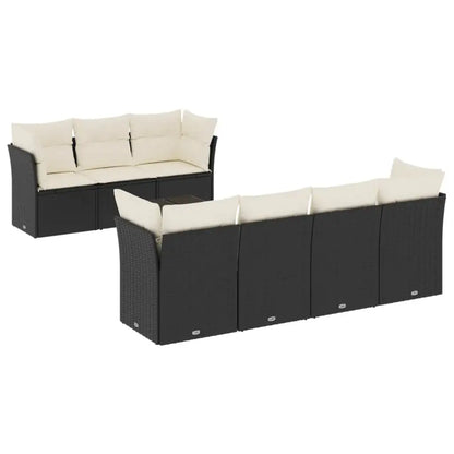 Set Divani da Giardino con Cuscini 8 pz Nero in Polyrattan - homemem39