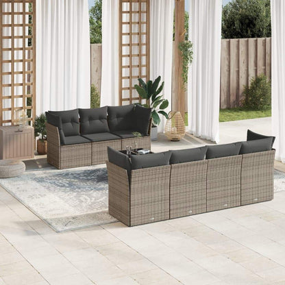 Set Divano da Giardino 8 pz con Cuscini Grigio in Polyrattan - homemem39