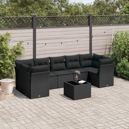 Set Divani da Giardino con Cuscini 8 pz Nero in Polyrattan - homemem39