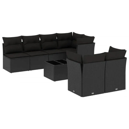 Set Divani da Giardino con Cuscini 8 pz Nero in Polyrattan - homemem39