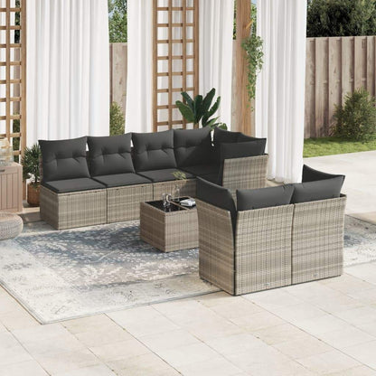 Set Divano da Giardino 8pz con Cuscini Grigio Chiaro Polyrattan - homemem39
