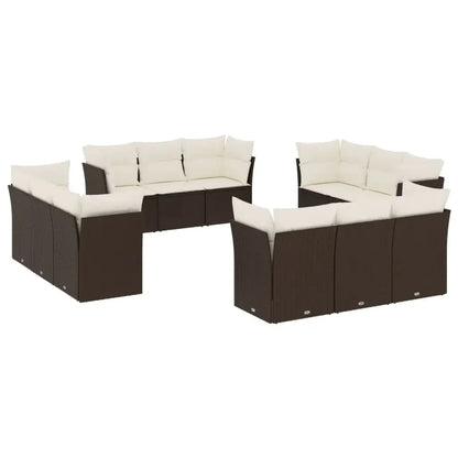 Set Divani da Giardino 12 pz con Cuscini Marrone in Polyrattan - homemem39