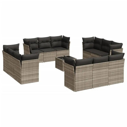 Set Divani Giardino 13 pz con Cuscini Grigio Chiaro Polyrattan - homemem39