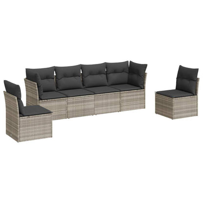 Set Divano da Giardino 6pz con Cuscini Grigio Chiaro Polyrattan - homemem39