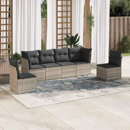 Set Divano da Giardino 6pz con Cuscini Grigio Chiaro Polyrattan - homemem39