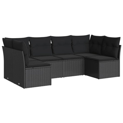 Set Divano da Giardino 6 pz con Cuscini Nero in Polyrattan | homemem39