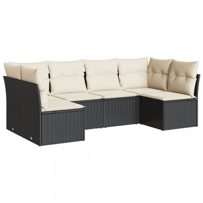 Set Divano da Giardino 6 pz con Cuscini Nero in Polyrattan | homemem39