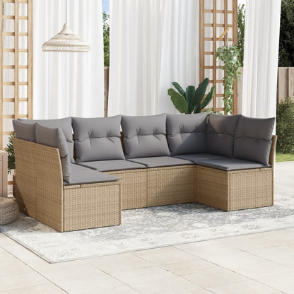 Set Divano da Giardino 6 pz con Cuscini Beige in Polyrattan | homemem39