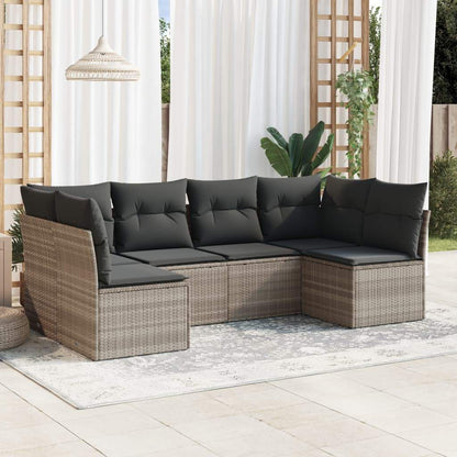 Set Divano da Giardino 6pz con Cuscini Grigio Chiaro Polyrattan - homemem39
