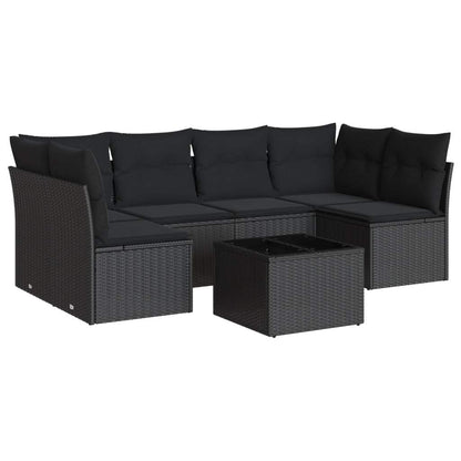 Set Divani da Giardino con Cuscini 7pz Nero Polyrattan - homemem39