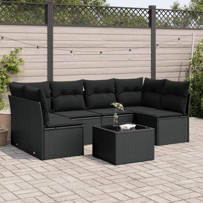 Set Divani da Giardino con Cuscini 7pz Nero Polyrattan - homemem39