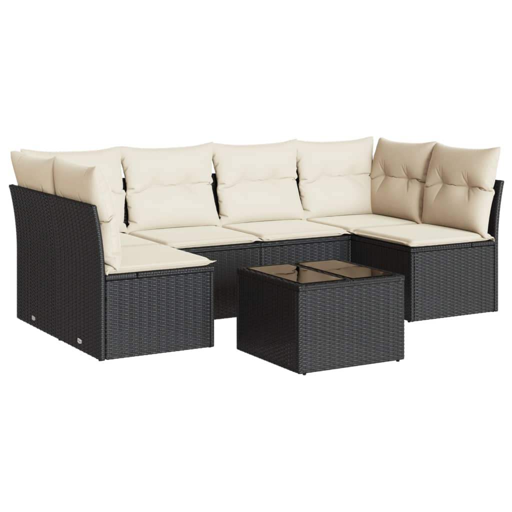 Set Divani da Giardino con Cuscini 7pz Nero Polyrattan - homemem39