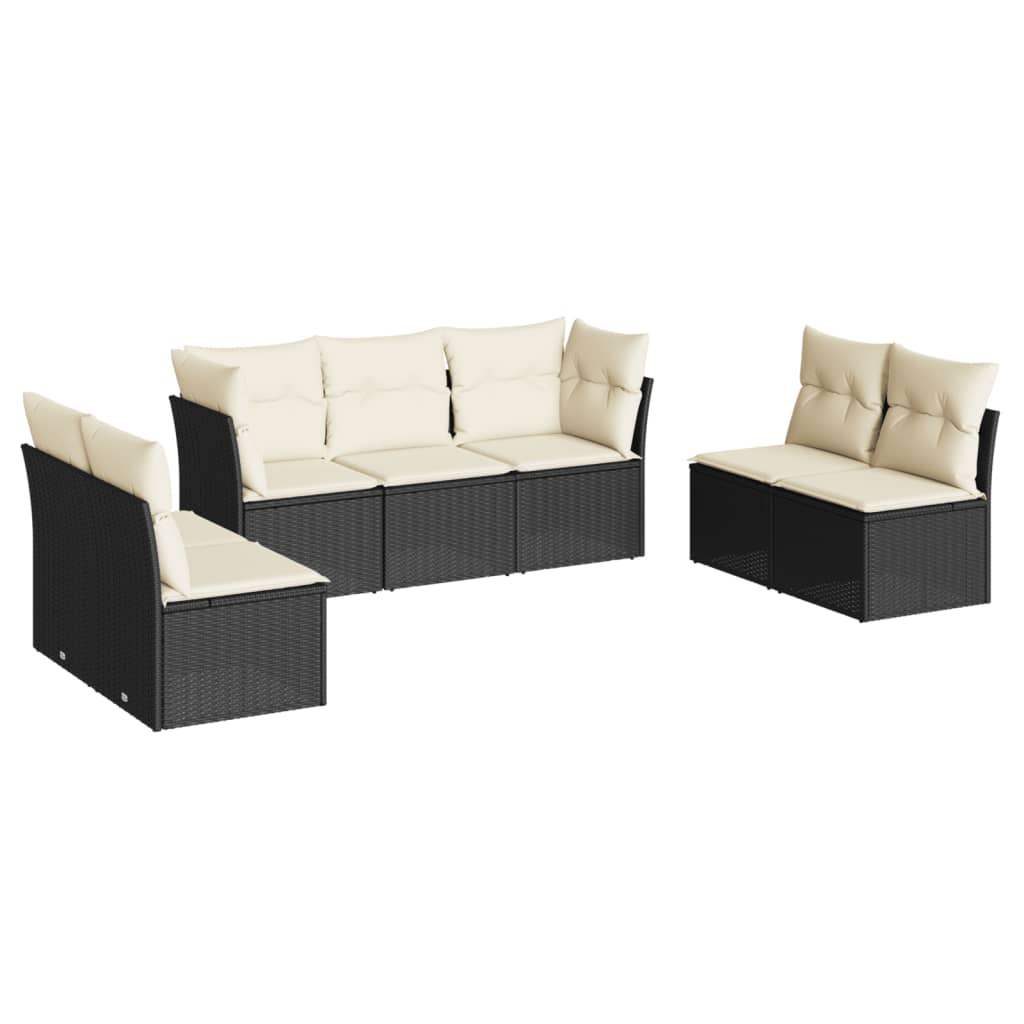 Set Divani da Giardino con Cuscini 7pz Nero Polyrattan - homemem39